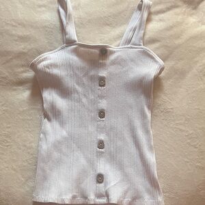 Aritzia White Ribbed Button-Front Camisole